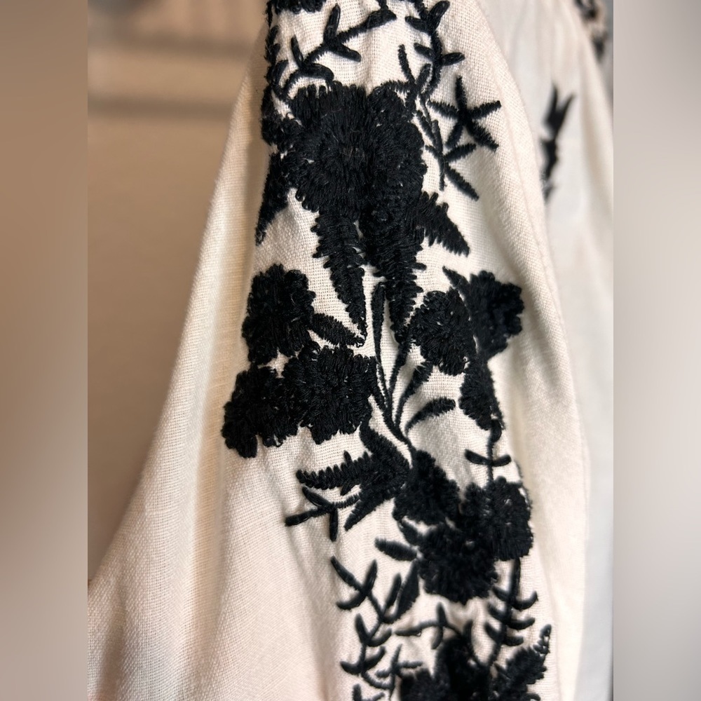 Zara Embroidered Linen Blend Blouse - Picture 8 of 10